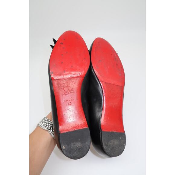 Christian Louboutin Leather Spike Studded Bow Ballet Flats Black Women's Size 40 - Picture 6 of 10